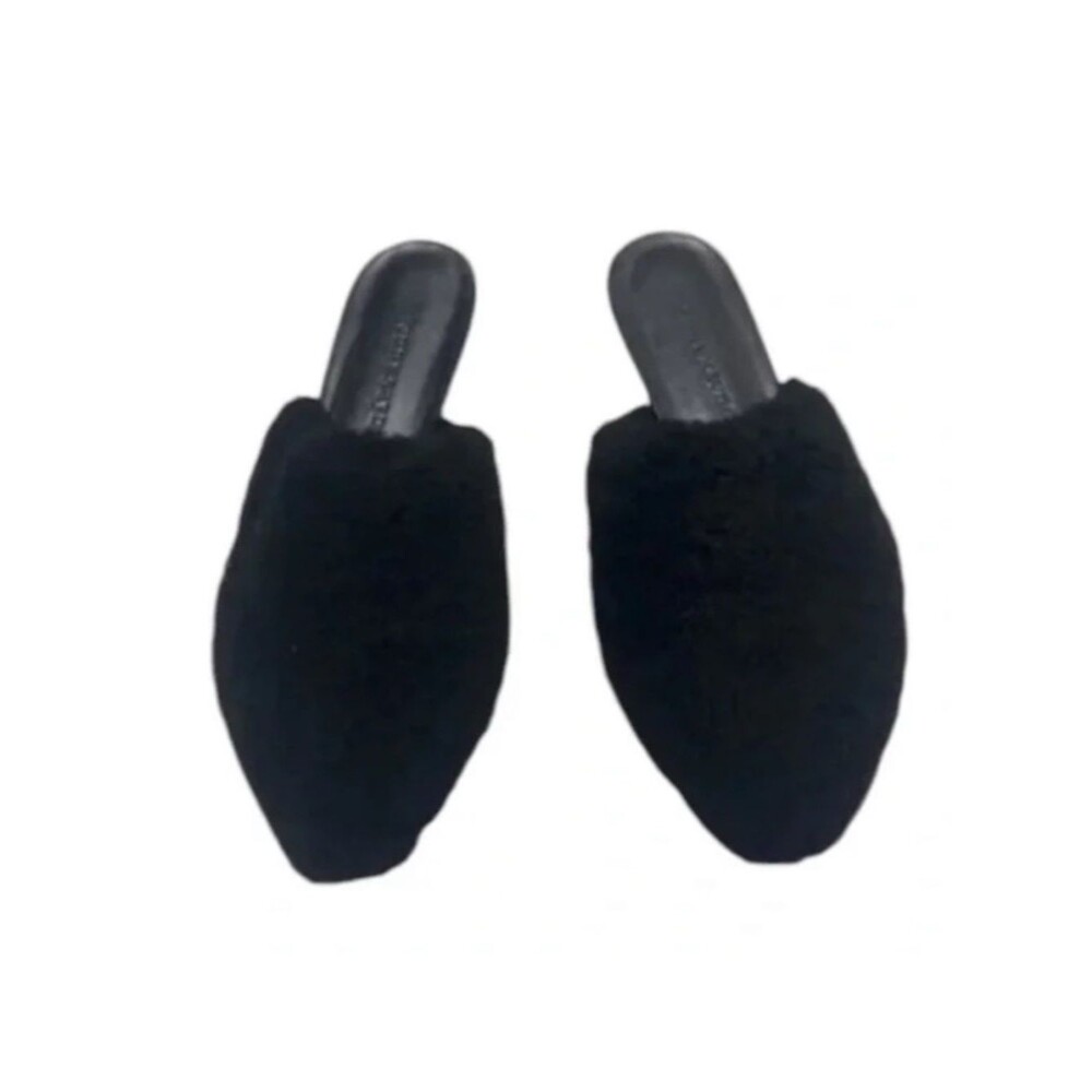 Jenni Kayne Black Shearling Mules Size EU 37